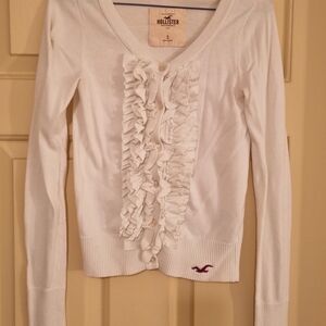 Hollister Women's White Ruffle Cardigan Top